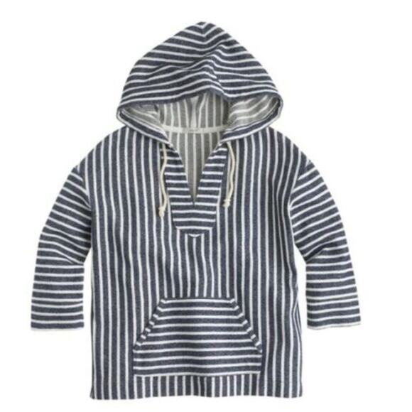 J. Crew XXS Comfy Striped Hooded Beach Poncho Navy - Picture 3 of 5